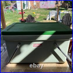 1970's Vintage Coleman Cooler Ice Box Chest Metal Handles Green