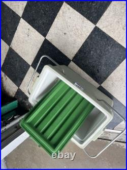 1970's Vintage Coleman Cooler Ice Box Chest Metal Handles Green