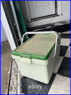1970's Vintage Coleman Cooler Ice Box Chest Metal Handles Green