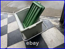1970's Vintage Coleman Cooler Ice Box Chest Metal Handles Green