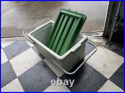 1970's Vintage Coleman Cooler Ice Box Chest Metal Handles Green