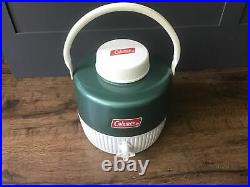 1970s Green Metal Coleman Cooler Ice Chest 44 Quart & Cooler Camping Picnic