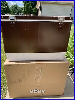 1970s Vintage Coleman BROWN Metal Cooler Ice Chest Box Camping 22x13x16