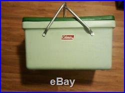 1971 Coleman Picnic Style Cooler/Ice Chest Metal Folding Handles Green