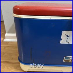 1971 Vintage Thermos Metal Cooler Ice Chest Dual Built-in Bottle Openers Retro