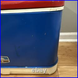 1971 Vintage Thermos Metal Cooler Ice Chest Dual Built-in Bottle Openers Retro