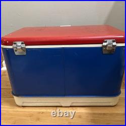 1971 Vintage Thermos Metal Cooler Ice Chest Dual Built-in Bottle Openers Retro