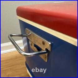 1971 Vintage Thermos Metal Cooler Ice Chest Dual Built-in Bottle Openers Retro