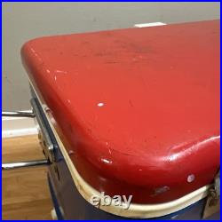 1971 Vintage Thermos Metal Cooler Ice Chest Dual Built-in Bottle Openers Retro