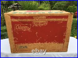 1972 Vintage RED METAL COLEMAN SNOW LITE COOLER ORIGINAL BOX - 3594