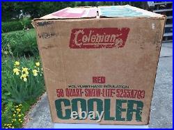 1972 Vintage RED METAL COLEMAN SNOW LITE COOLER ORIGINAL BOX - 3594
