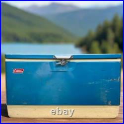1974 Coleman, 54 Quart Metal Cooler, Light Blue 1974 Coleman, 54 Quart Metal Cooler, Light Blue