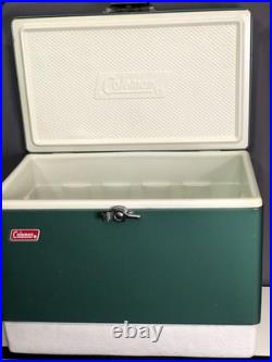 1975 Coleman Green Metal Cooler Chest Vintage Camping 22.5x13.5x16 Made In USA