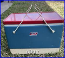 1976 COLEMAN Bicentennial Red White & Blue Cooler 17.5 x13x13 With Handles Vintage