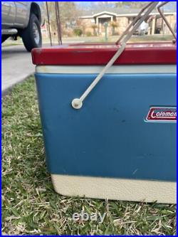 1976 COLEMAN Bicentennial Red White & Blue Cooler 17.5 x13x13 With Handles Vintage