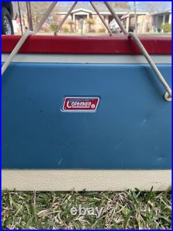 1976 COLEMAN Bicentennial Red White & Blue Cooler 17.5 x13x13 With Handles Vintage