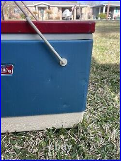 1976 COLEMAN Bicentennial Red White & Blue Cooler 17.5 x13x13 With Handles Vintage