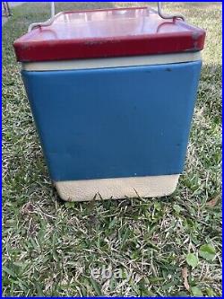 1976 COLEMAN Bicentennial Red White & Blue Cooler 17.5 x13x13 With Handles Vintage