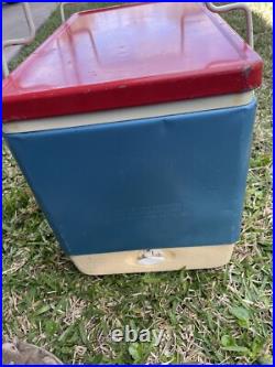 1976 COLEMAN Bicentennial Red White & Blue Cooler 17.5 x13x13 With Handles Vintage