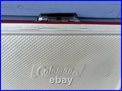 1976 Vintage Coleman Metal Cooler Chest Red & White 22.5 x 16 x 14 READ
