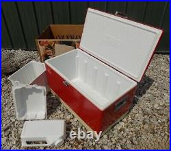 1982 Red Coleman Snow Lite Colossal Cooler, Model 5256 20 Gallon, Original Box