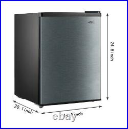 2.4 Cu Ft Mini Fridge Small Refrigerator Chiller Cooler Freezer, Stainless Steel