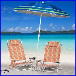 2 Pack Folding Beach Chairs Backpack Portable Lounge Chairs with Backpack Straps
