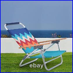 2 Pack Folding Beach Chairs Portable Lounge Camping Chairs with Storage Cooler Bag