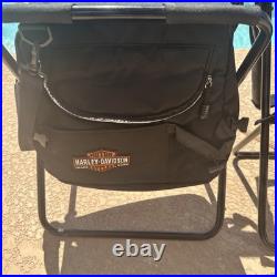 2-Rare Harley Davidson Folding Camp Chairs Cooler Carry Dealer Collectible NWT