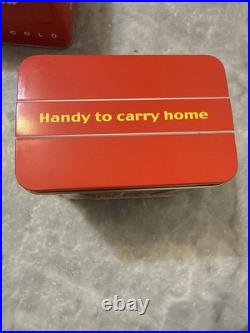 2 Vintage Coca-Cola 6-Pack Metal Carrying Tin Cooler Red 1970s-80s Handy Carry