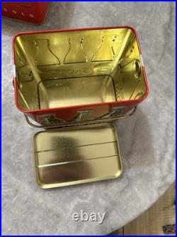 2 Vintage Coca-Cola 6-Pack Metal Carrying Tin Cooler Red 1970s-80s Handy Carry