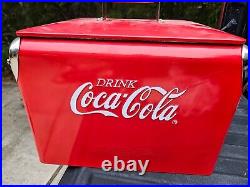 2001 Vintage Style Coca-Cola Red Metal Ice Chest Cooler college station tx