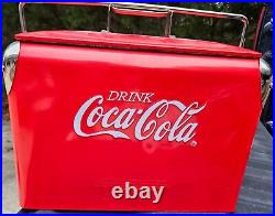 2001 Vintage Style Coca-Cola Red Metal Ice Chest Cooler college station tx