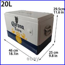 20L Corona Extra Beer Ice Cooler Box, Portable Metal Ice Chest for Camping Beach