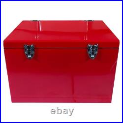 20L Red Metal Ice Chest Insulated Leak-Proof Beach Cooler Outdoor Picnic for DIY