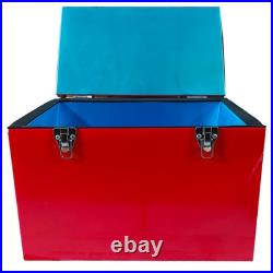 20L Red Metal Ice Chest Insulated Leak-Proof Beach Cooler Outdoor Picnic for DIY