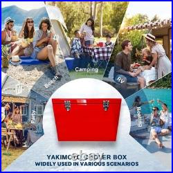 20L Red Metal Ice Chest Insulated Leak-Proof Beach Cooler Outdoor Picnic for DIY