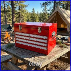 21Qt Red Metal Cooler Mountain Forest Camping Hiking Gear Retro Steel Ice Chest