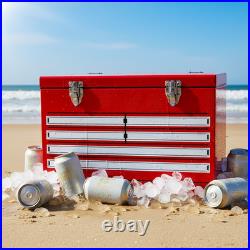 21Qt Red Metal Cooler Mountain Forest Camping Hiking Gear Retro Steel Ice Chest