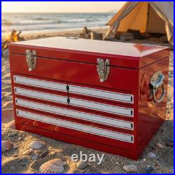 21Qt Red Metal Ice Chest 30 Can Large Beach Cooler Coastal Camping Picnic Box