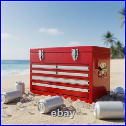 21Qt Red Metal Ice Chest 30 Can Large Beach Cooler Coastal Camping Picnic Box
