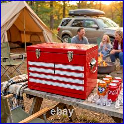 21Qt Red Metal Ice Chest 30-Can Leak-Proof Cooler Box Road Trip Family Camping