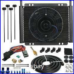 23 Row Trans-mission Oil Cooler Electric Fan 3/8 Npt 180f Thermostat Wiring Kit