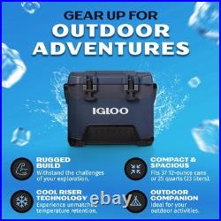 25 QT Rugged Blue Ice Chest Heavy Duty Cooler with 4 Days Ice Retention