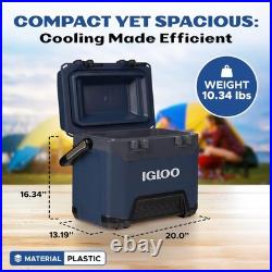 25 QT Rugged Blue Ice Chest Heavy Duty Cooler with 4 Days Ice Retention