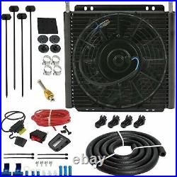 26 Row Trans-mission Oil Cooler 9 Electric Cooling Fan Toggle Switch Wiring Kit