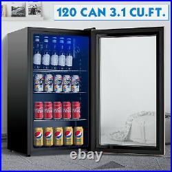 3.1 Cu. Ft. Beverage Soda Beer Bar Mini Fridge Cooler 120 Cans Stainless Steel