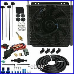 30 Row Trans-mission Oil Cooler Fan 6an In-line Hose 180'f Thermostat Switch Kit