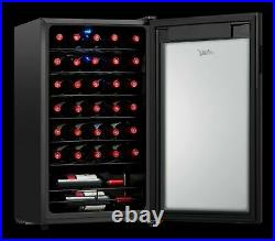 34 Bottle Wine Cooler LED Refrigerator Freestanding Fridge Chiller Cellar Rack