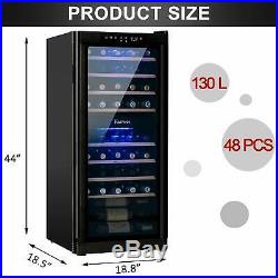 48 Bottles Freestanding Dual Zone Wine Cooler Fridge Compressor Refrigeration
